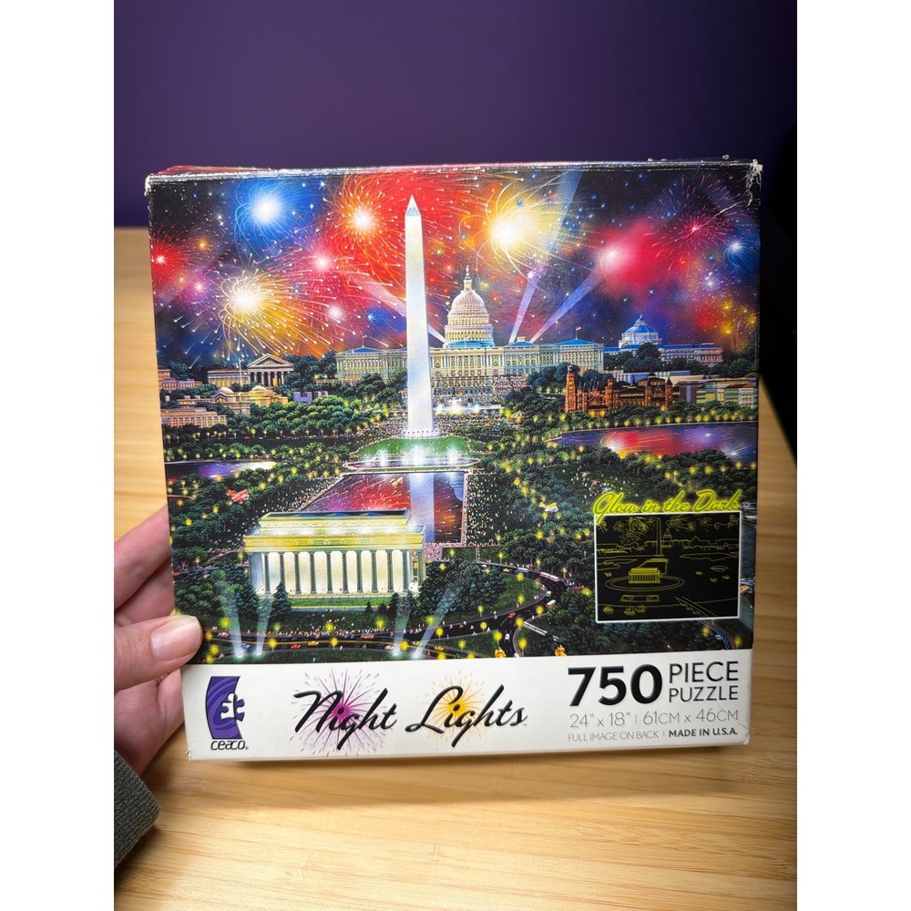 Ceaco Night Lights Washington Celebration 750 Pc Puzzle Uncounted